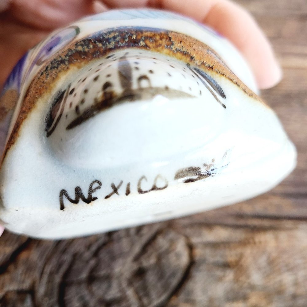 Vintage Mexican Tonala ceramic hand painted turtle figurine. - Picture 3 of 5